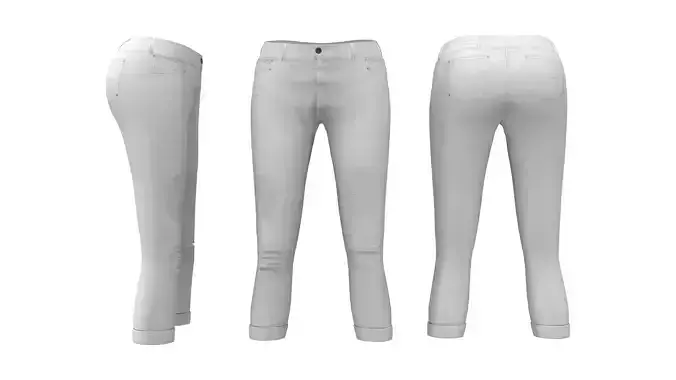 White Torn Denims Cutout Top Outfit Jeans Low-poly 3D model