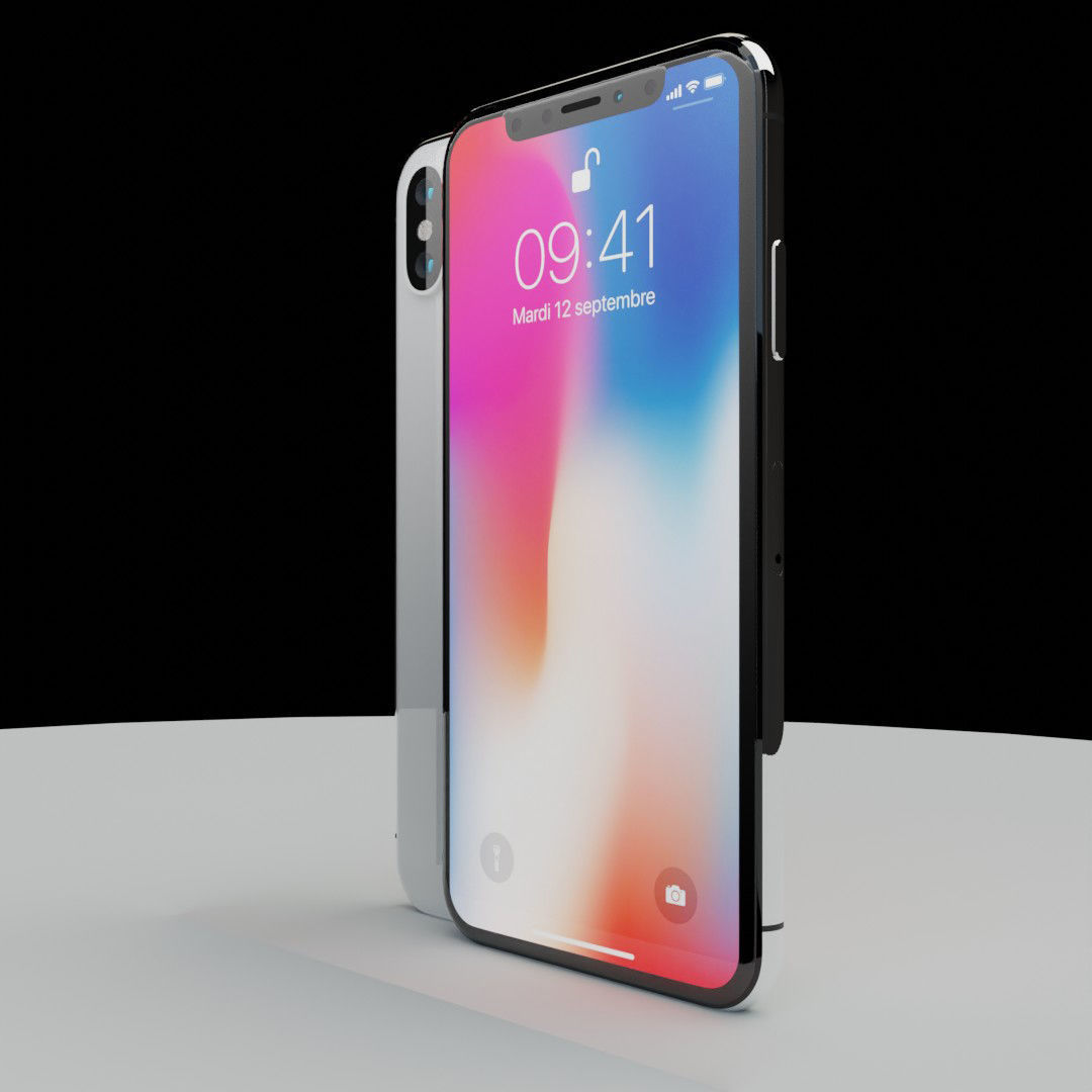 iPhone X silver 3D model_15