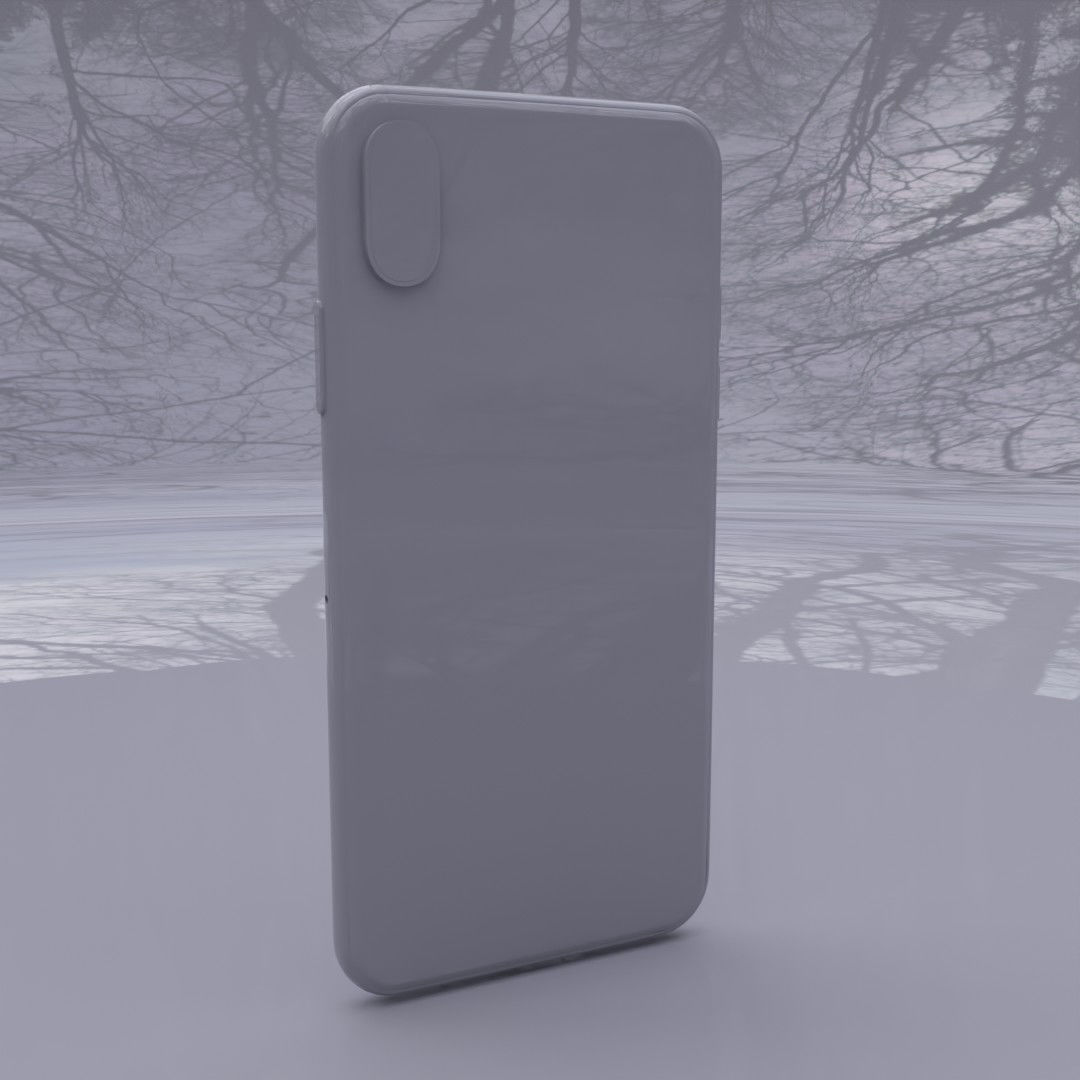 iPhone X silver 3D model_8
