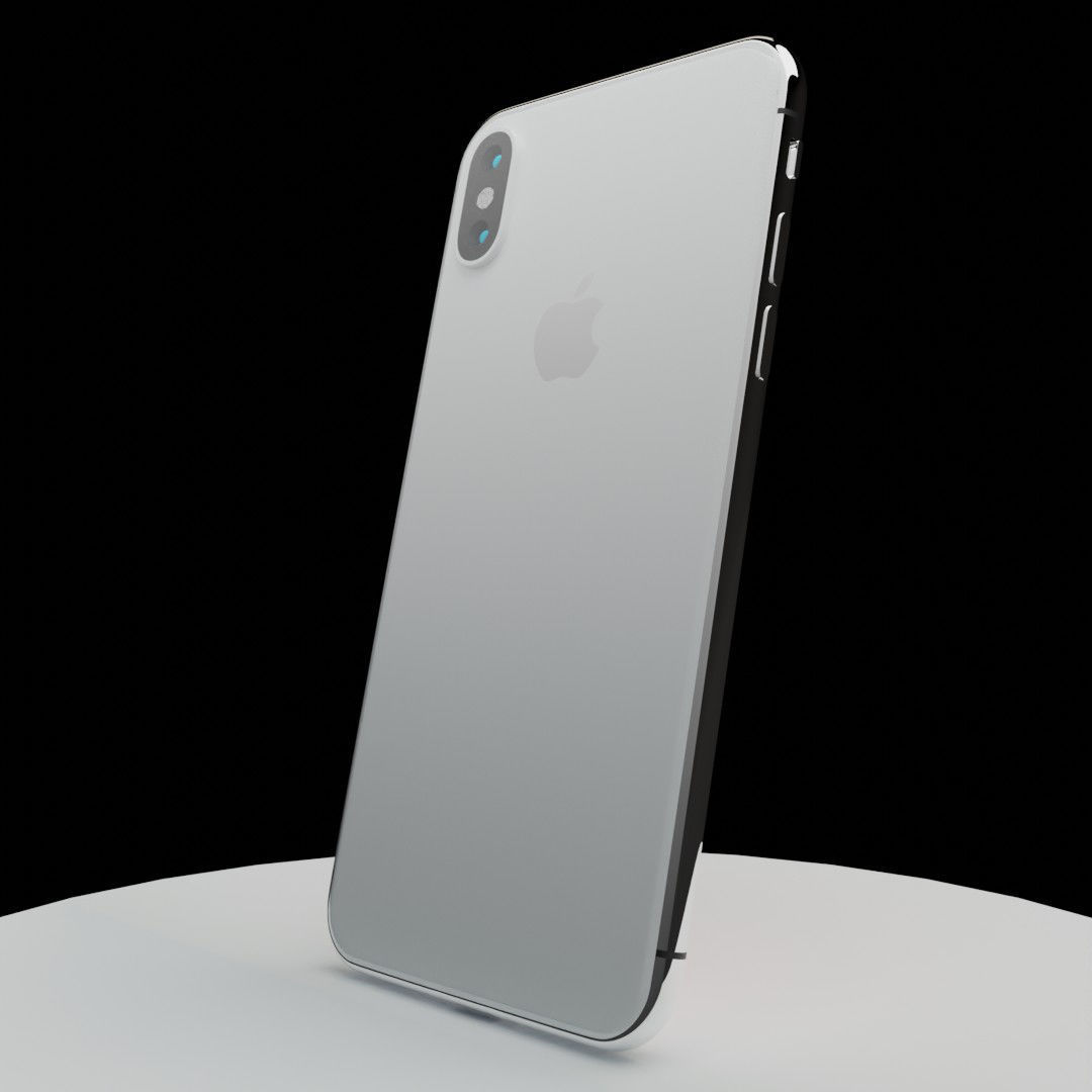 iPhone X silver 3D model_4
