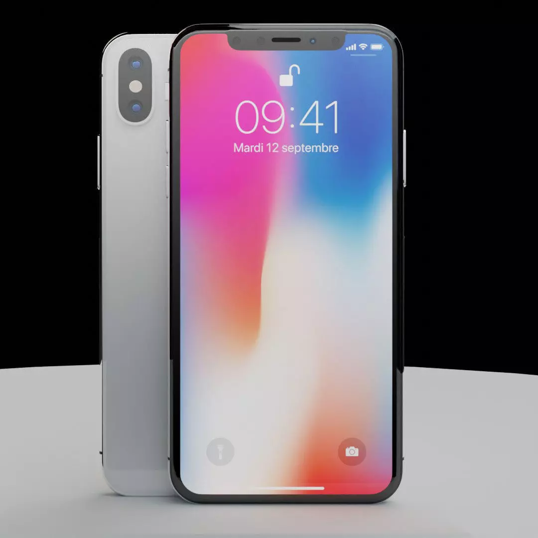 iPhone X silver 3D model_0