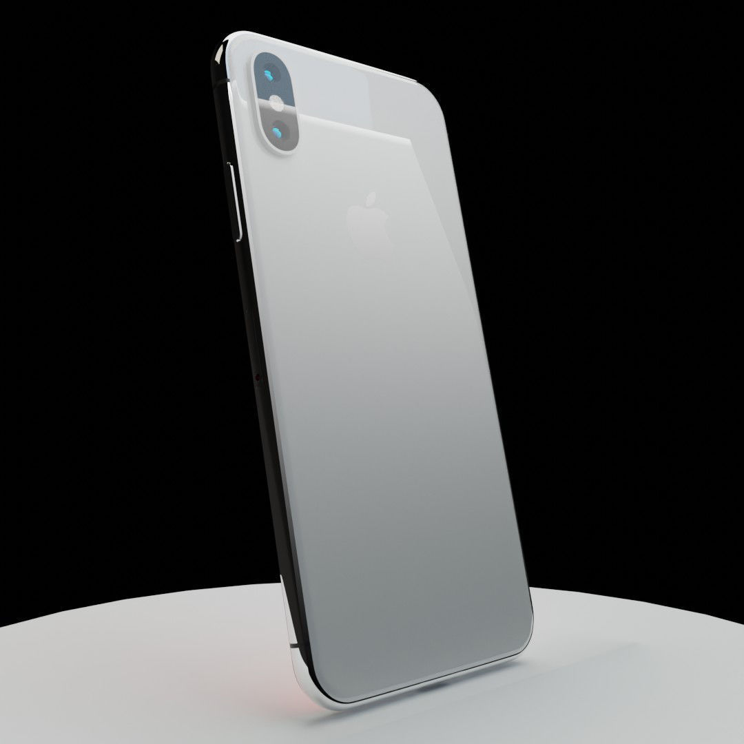 iPhone X silver 3D model_3