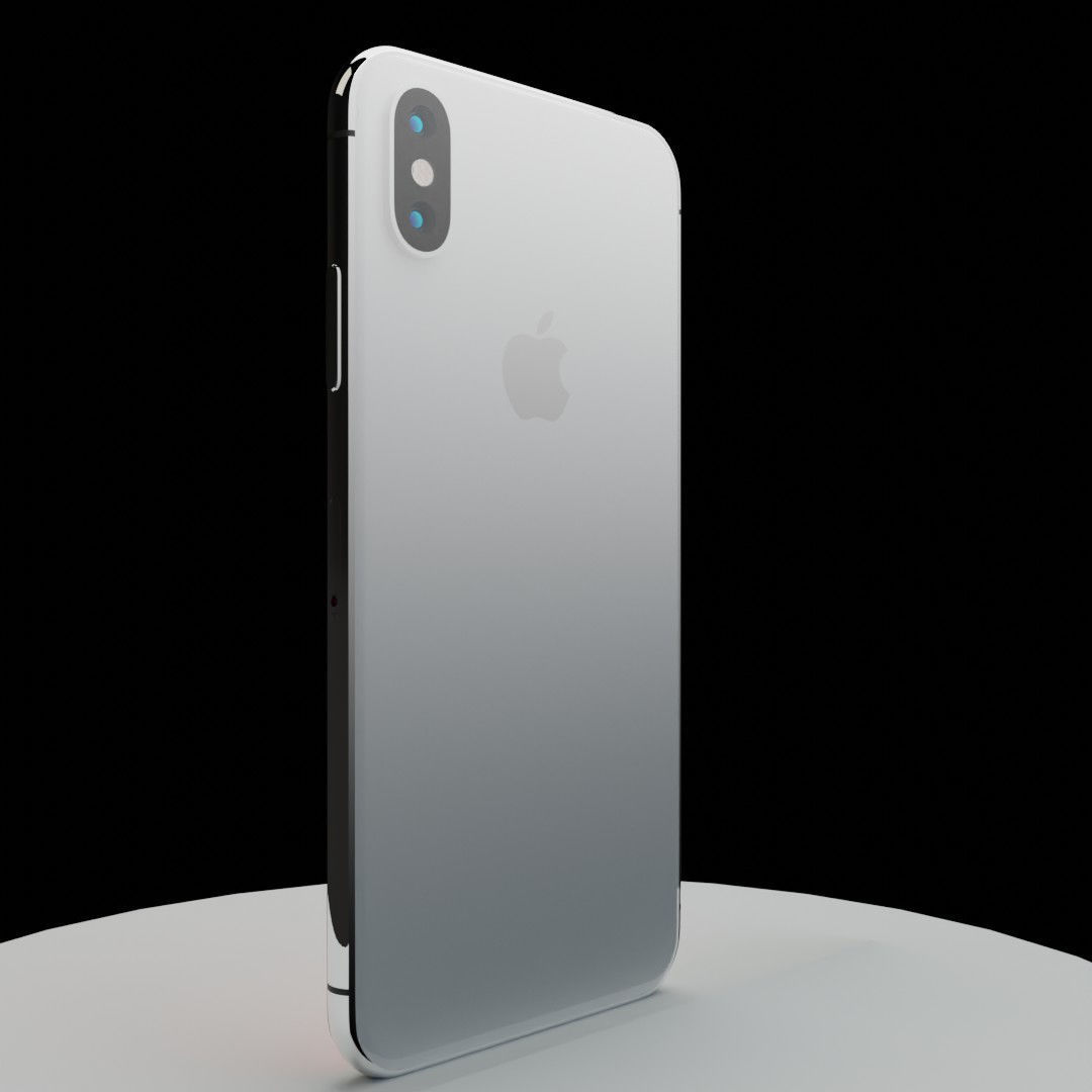 iPhone X silver 3D model_20