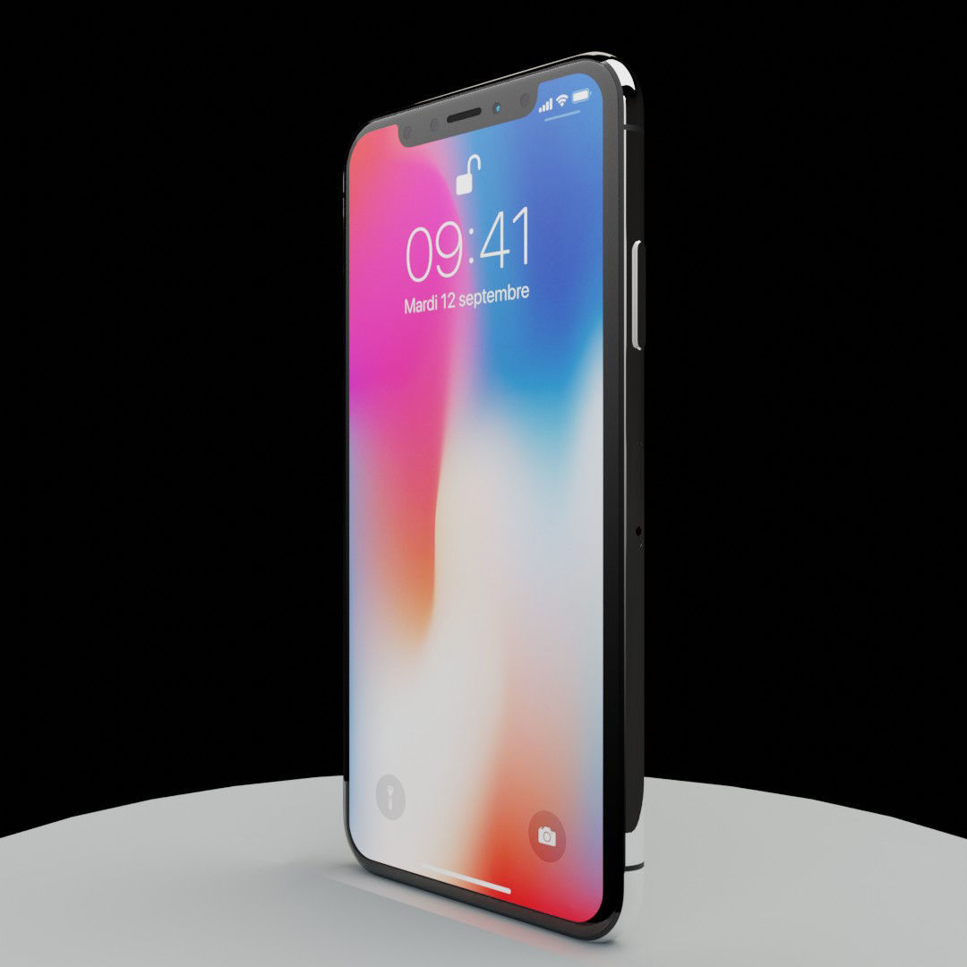 iPhone X silver 3D model_17