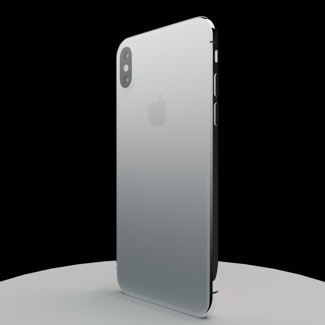 iPhone X silver 3D model_21