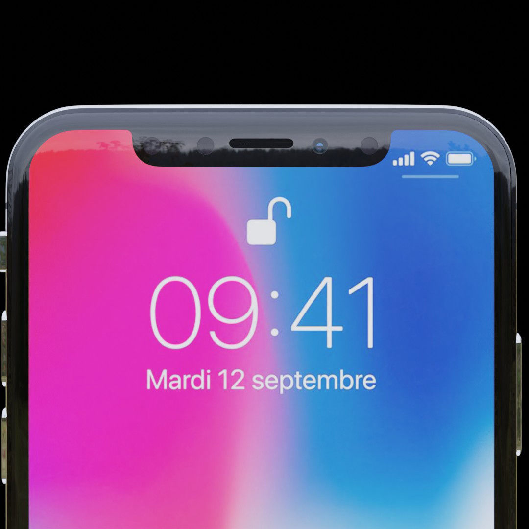 iPhone X silver 3D model_6