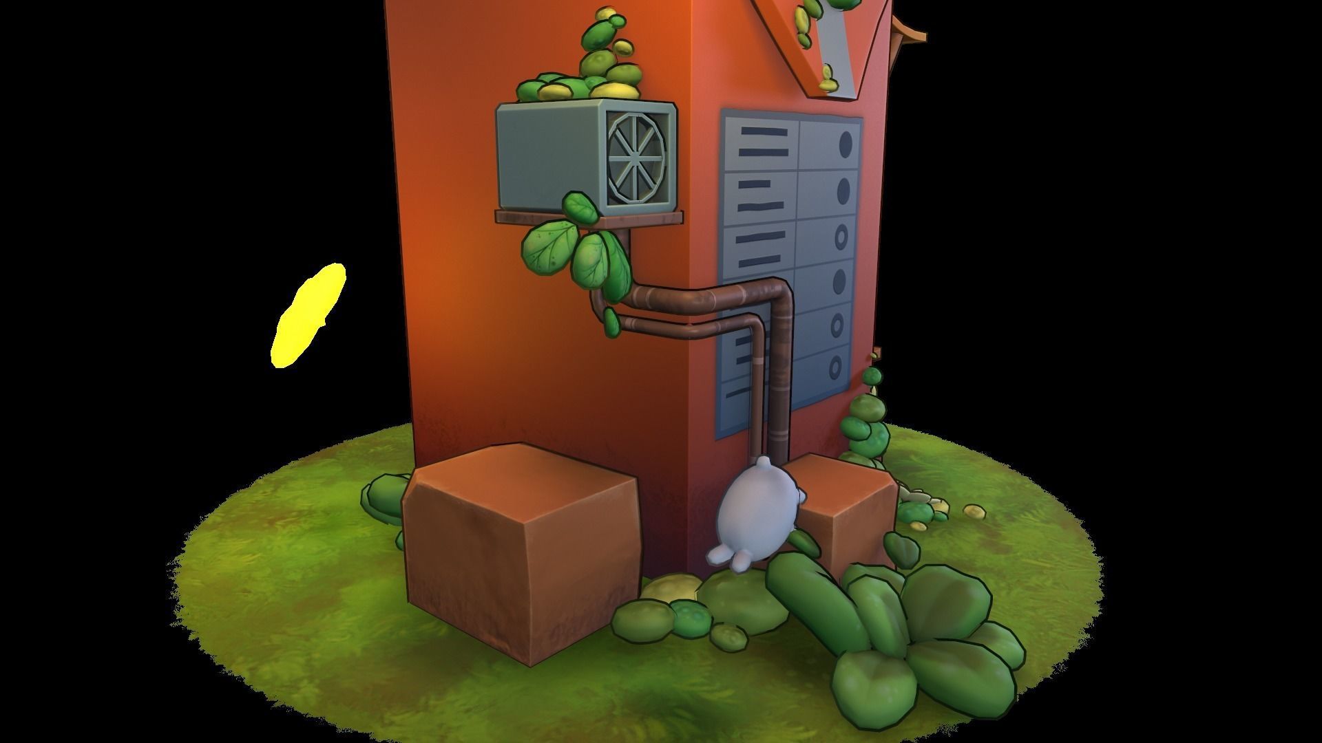 Rabbits cafeteria Low-poly 3D model_5