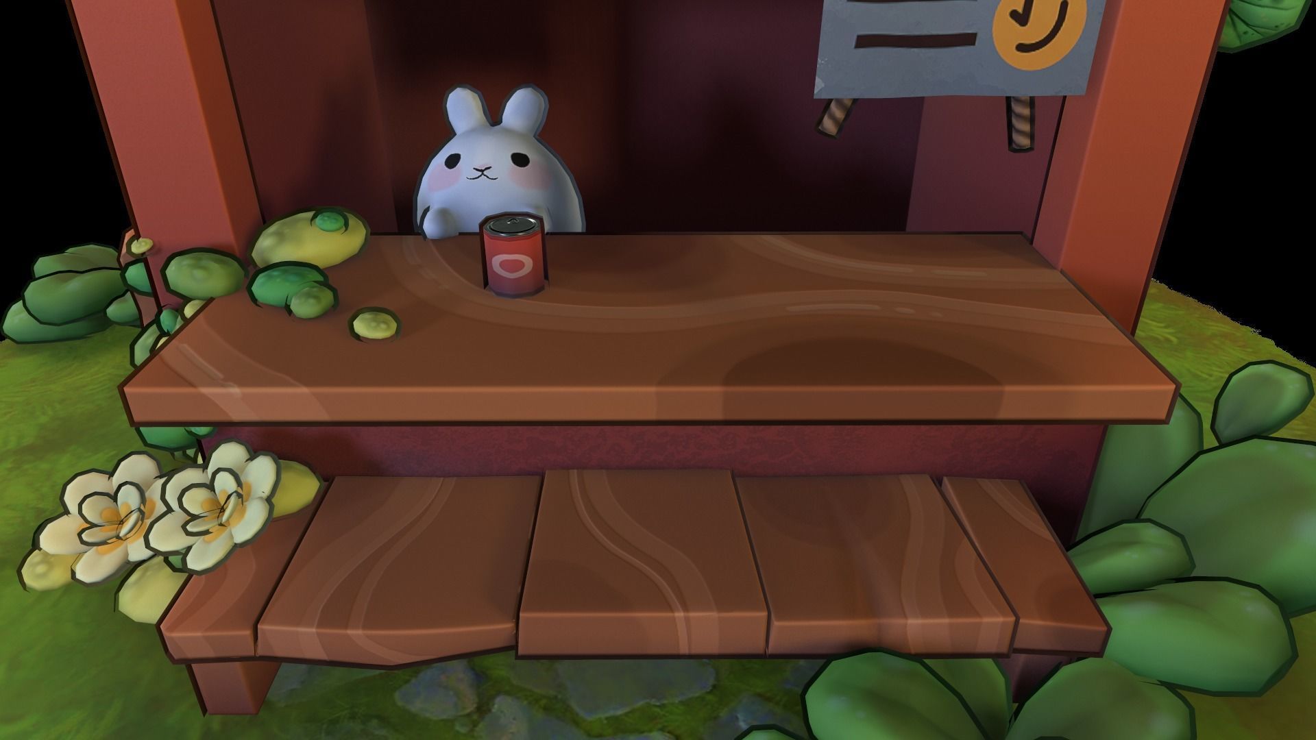 Rabbits cafeteria Low-poly 3D model_8