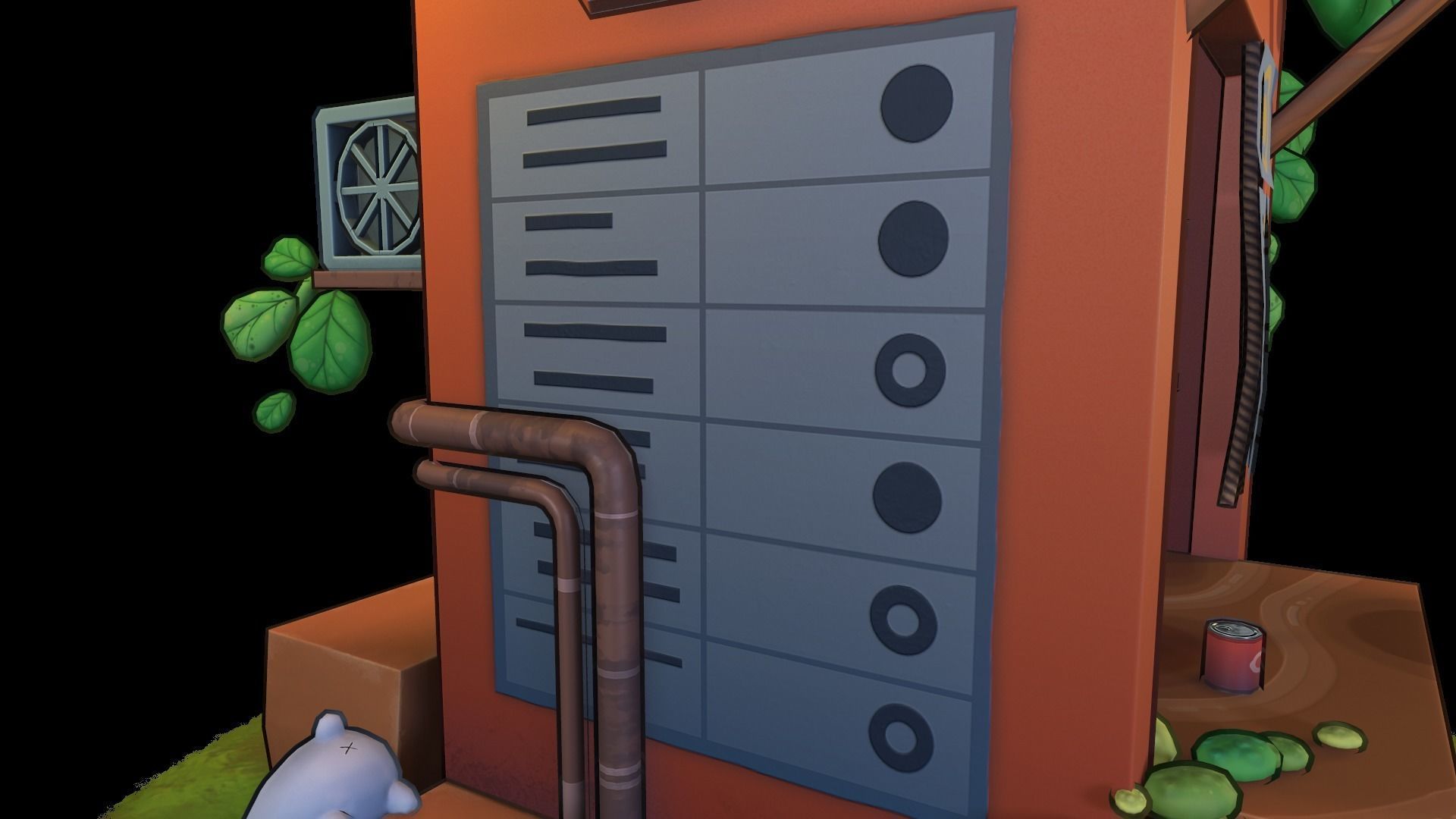 Rabbits cafeteria Low-poly 3D model_9