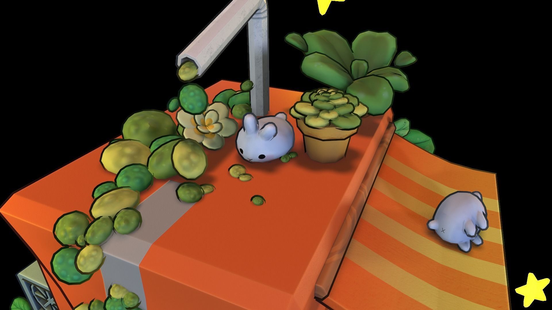 Rabbits cafeteria Low-poly 3D model_7