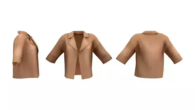Ladies One Button Short Coat Low-poly 3D model