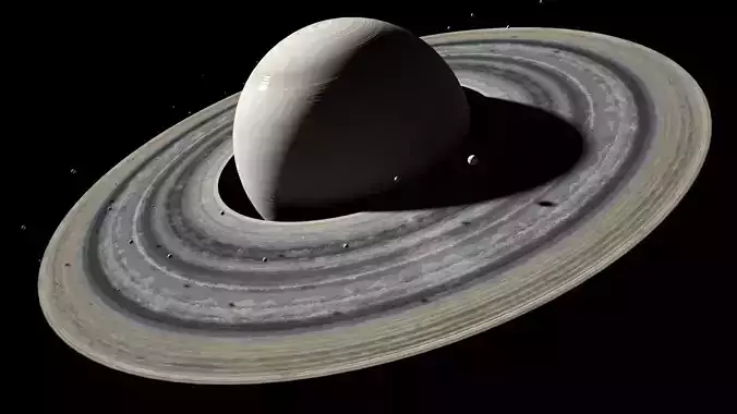 Saturn and its rings 3D model