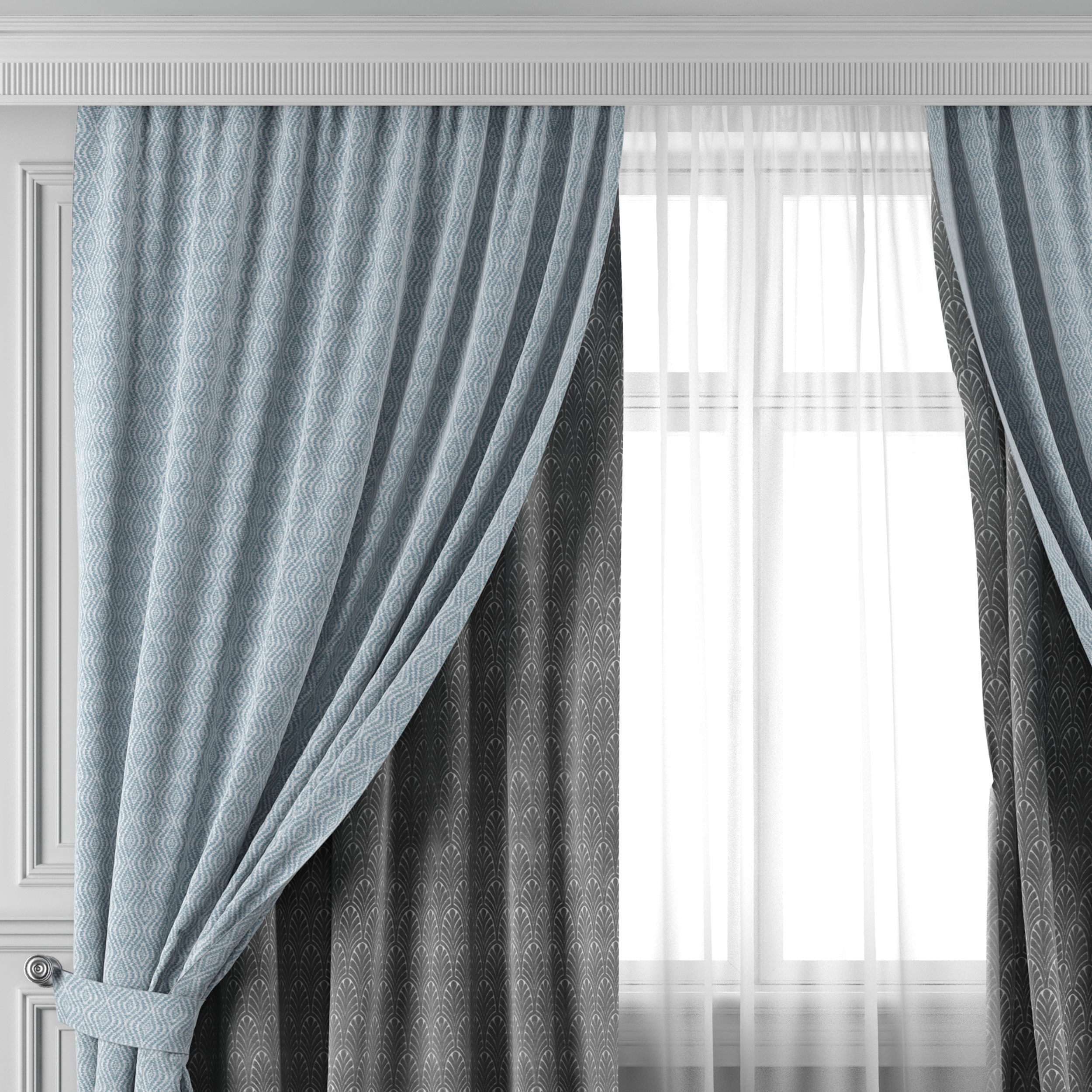 Curtain Set 406 3D model_1