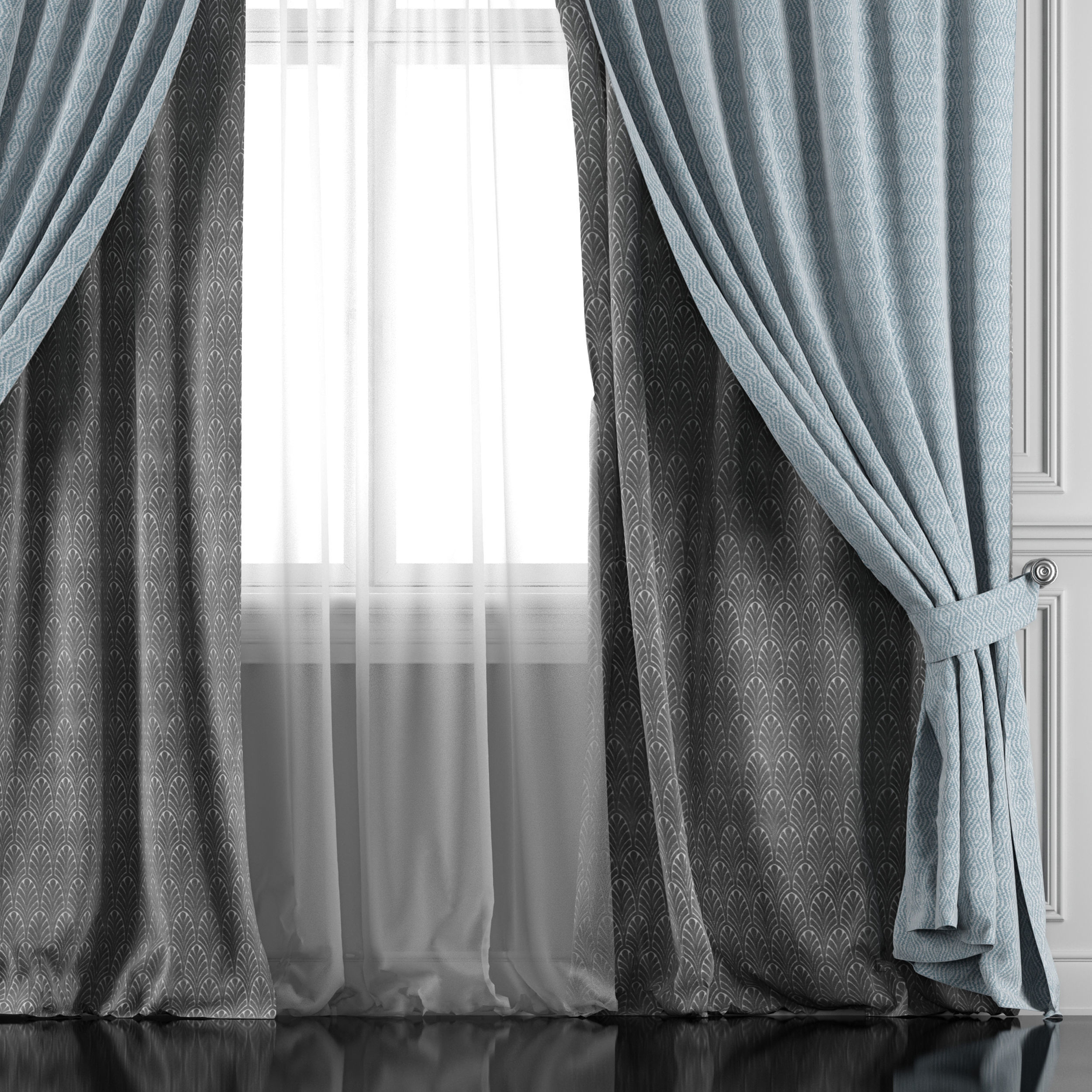 Curtain Set 406 3D model_2