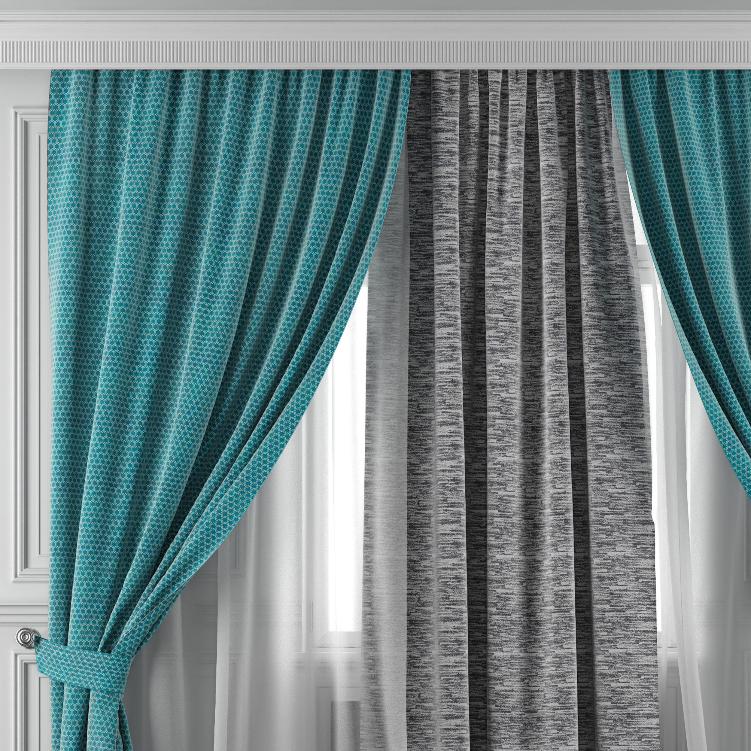 Curtain Set 407 3D model_1