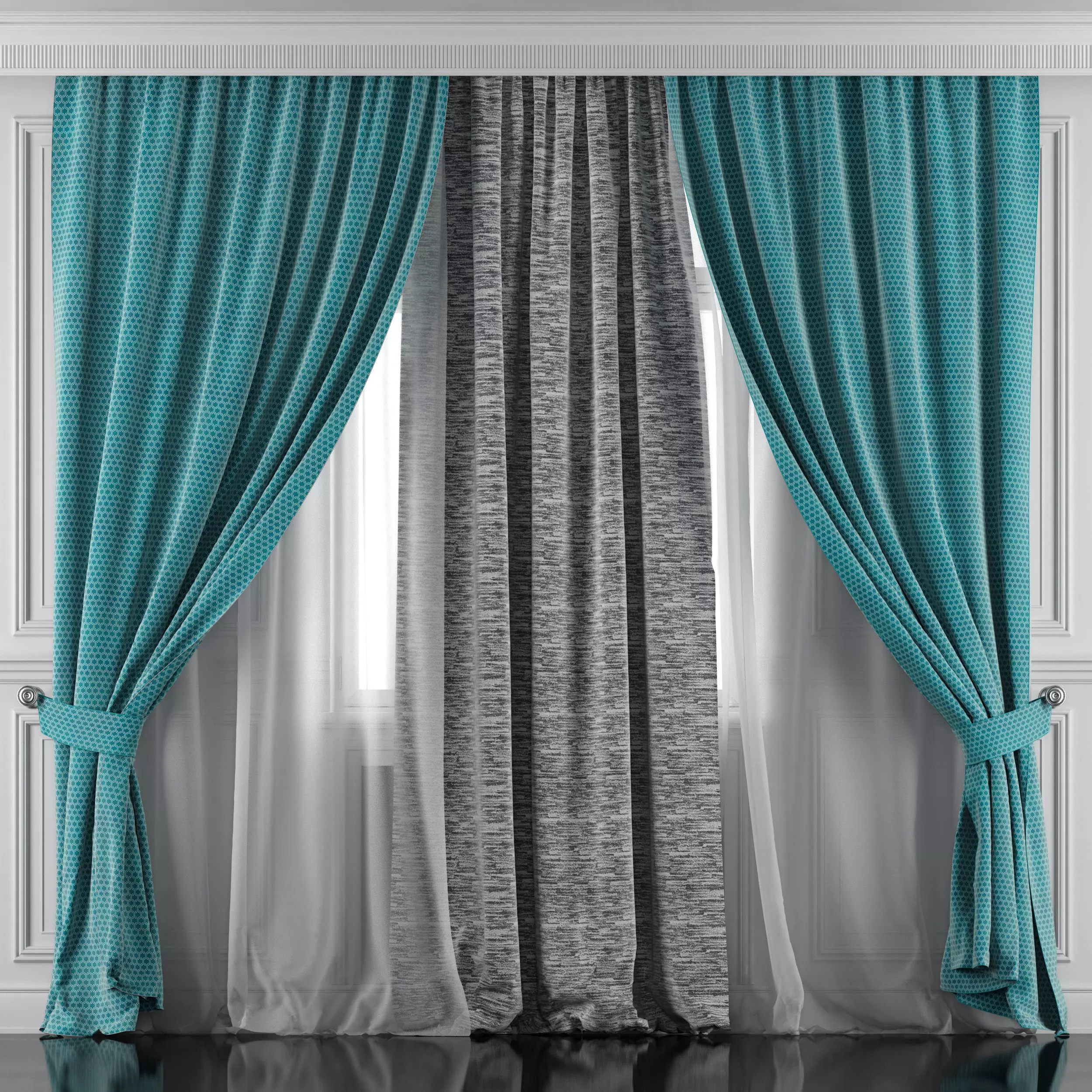 Curtain Set 407 3D model_0