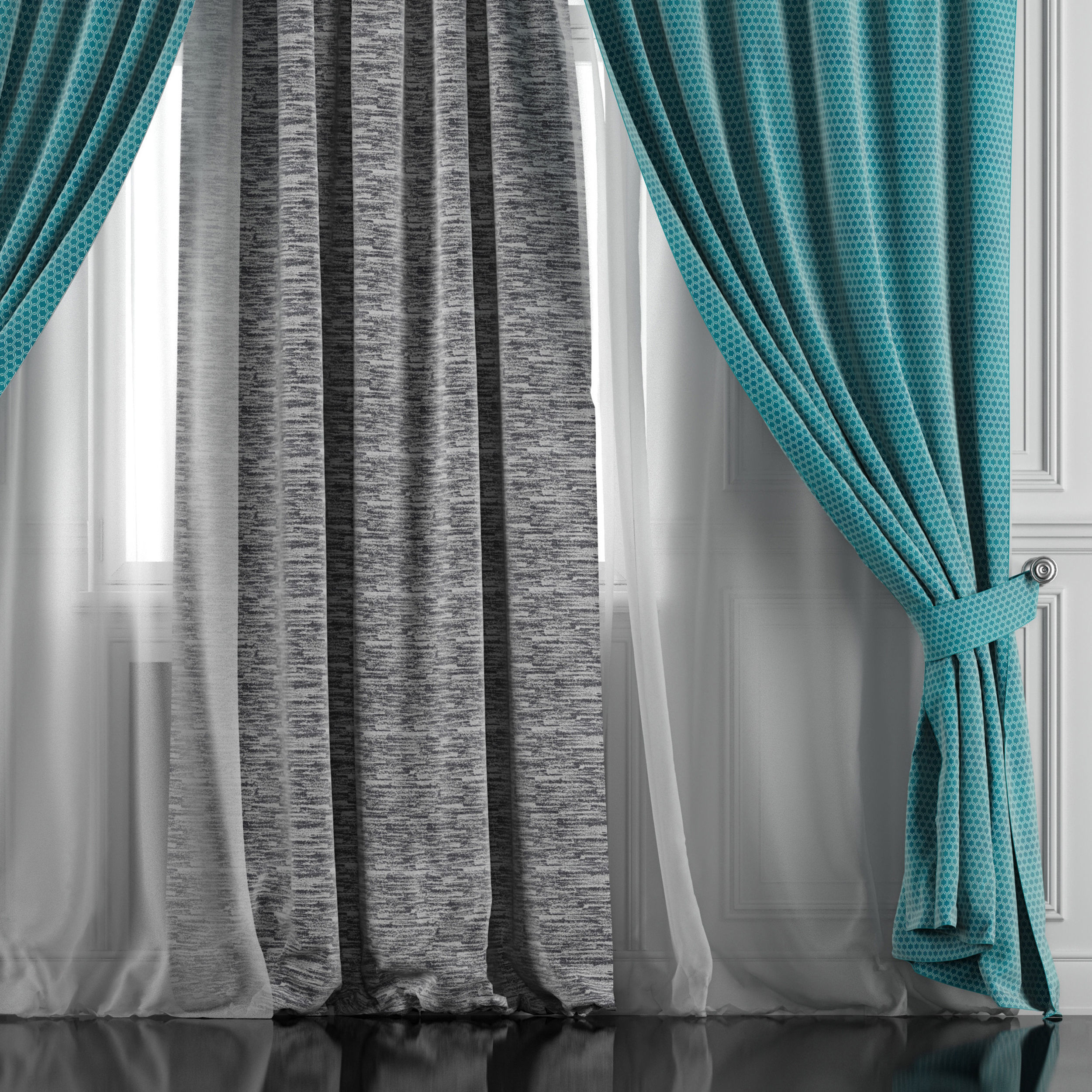 Curtain Set 407 3D model_2