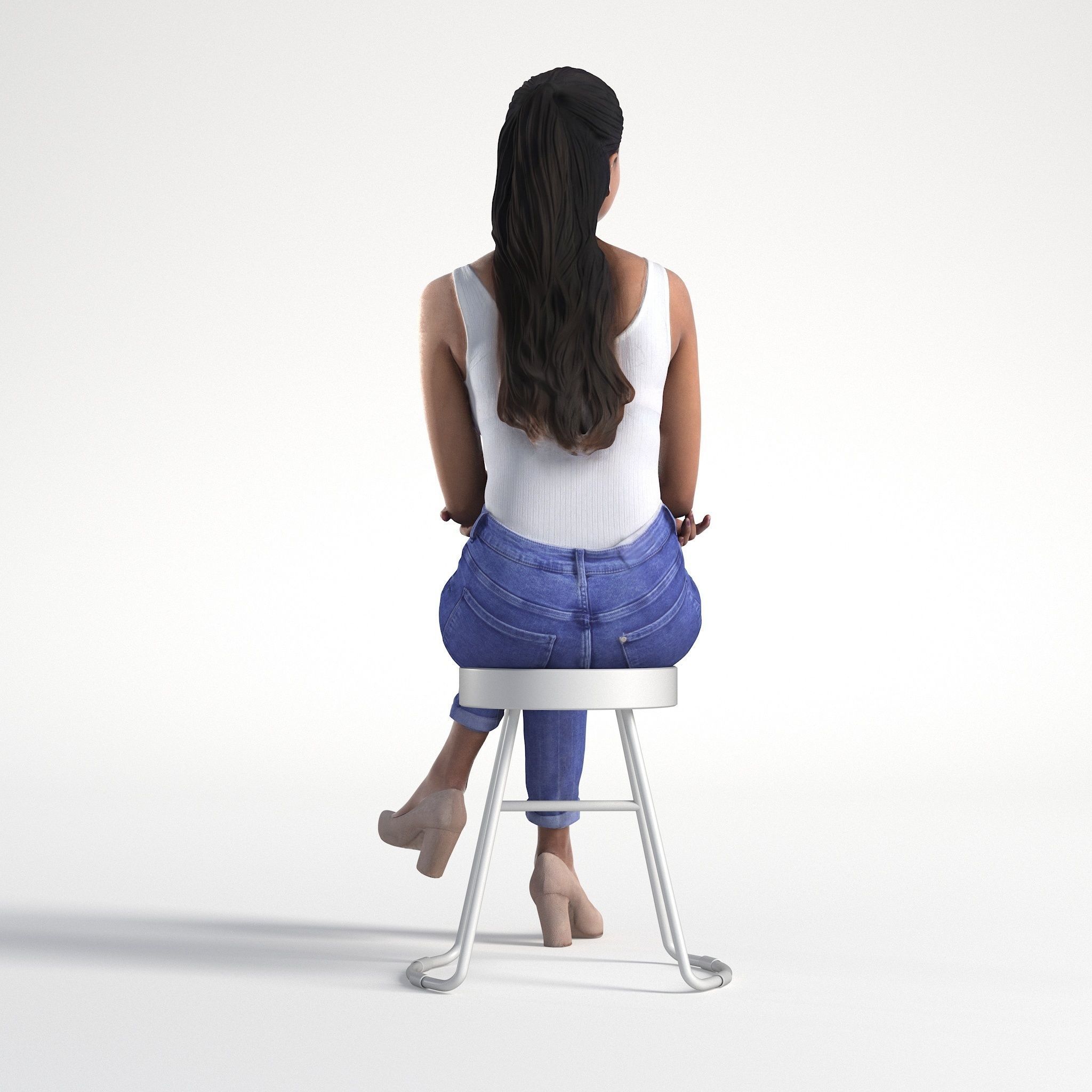 Woman Casual Sitting Low poly Kay 2036 3D model_3