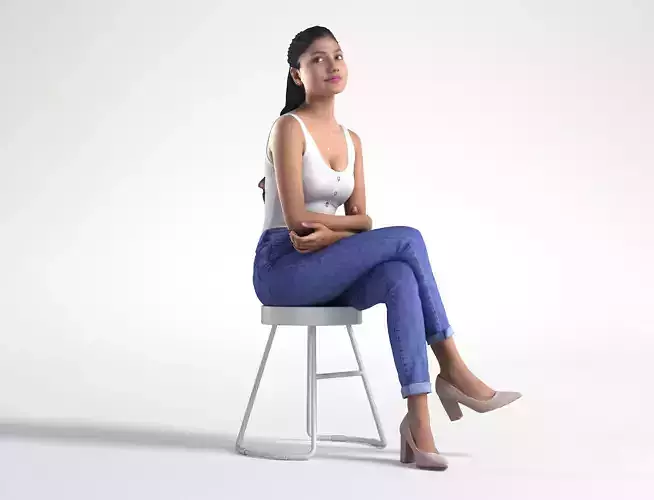 Woman Casual Sitting Low poly Kay 2036
