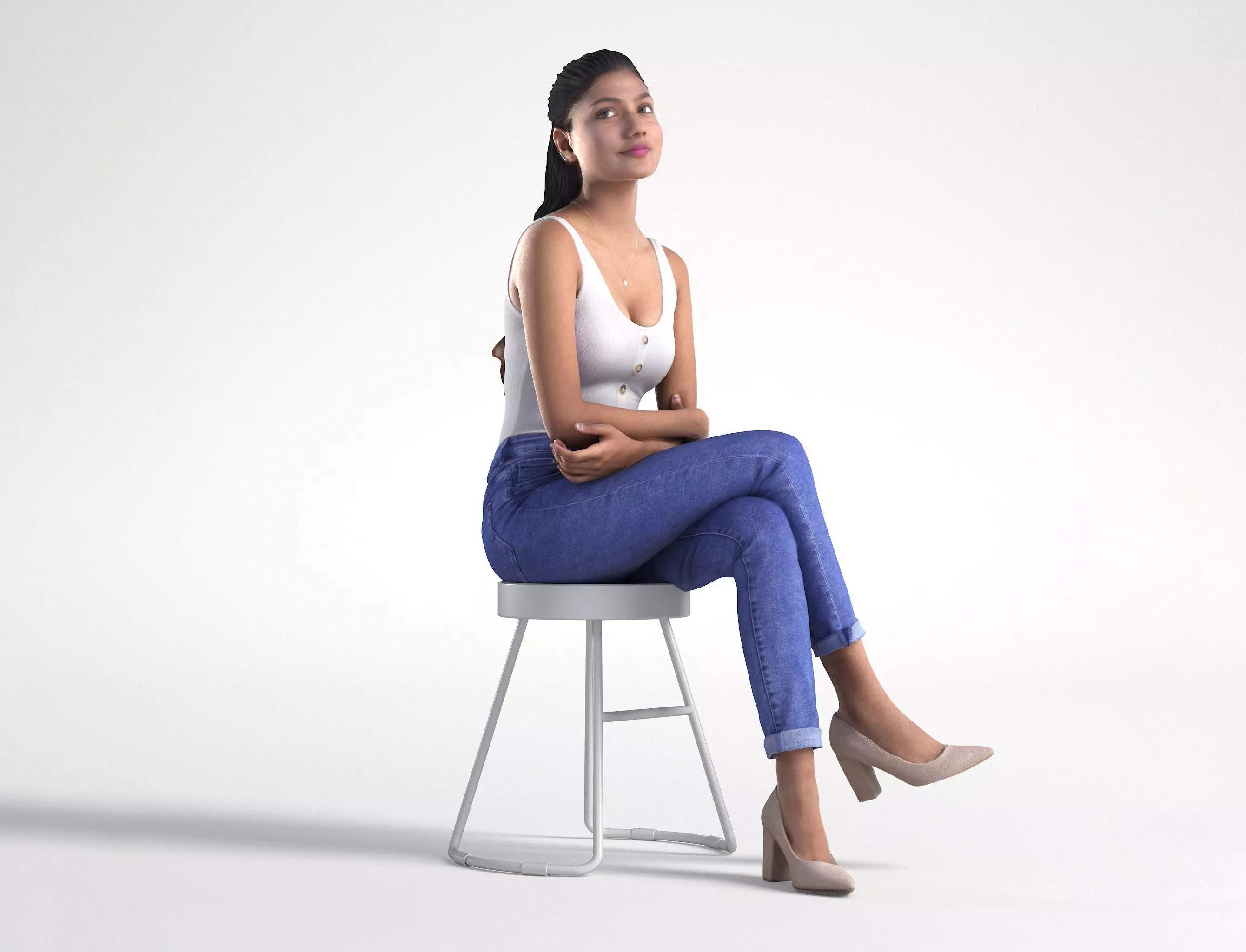 Woman Casual Sitting Low poly Kay 2036 3D model_0