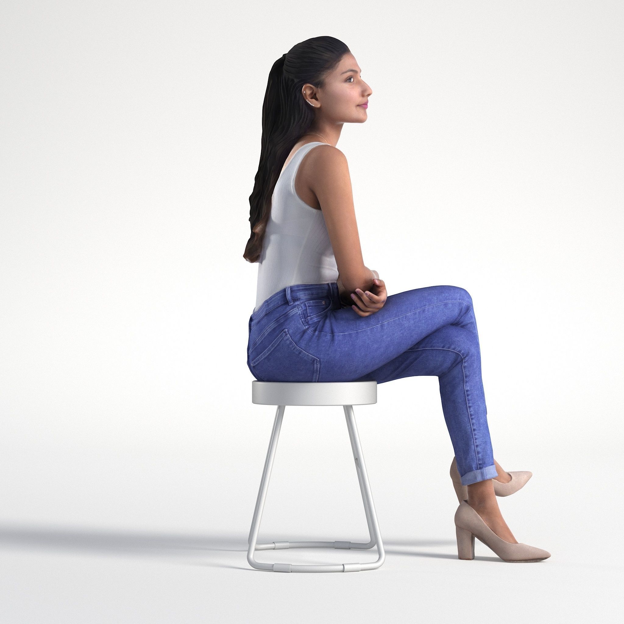 Woman Casual Sitting Low poly Kay 2036 3D model_1