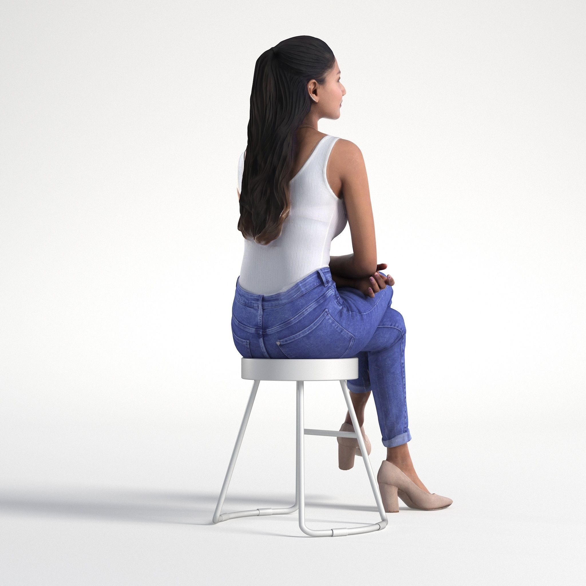 Woman Casual Sitting Low poly Kay 2036 3D model_2