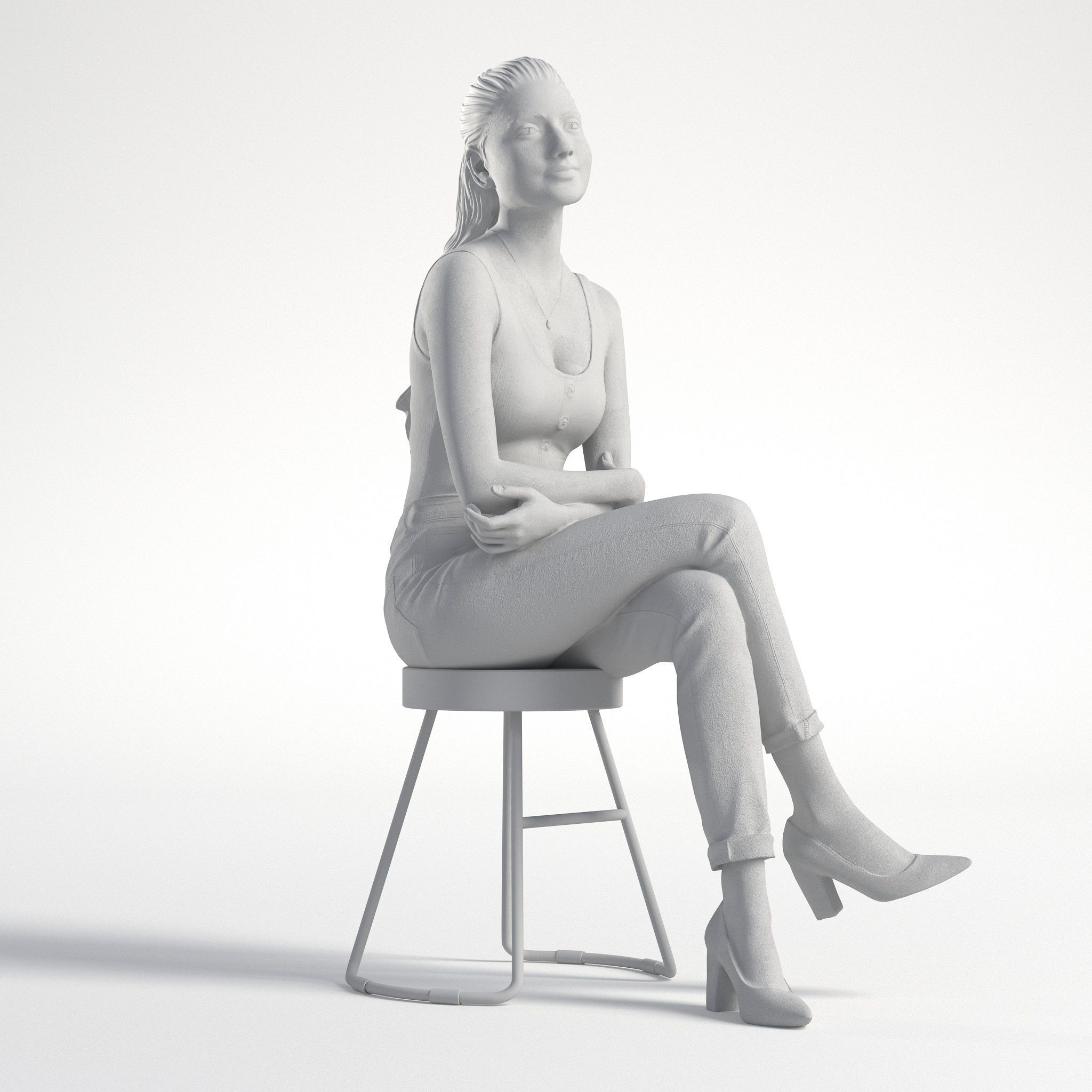 Woman Casual Sitting Low poly Kay 2036 3D model_8