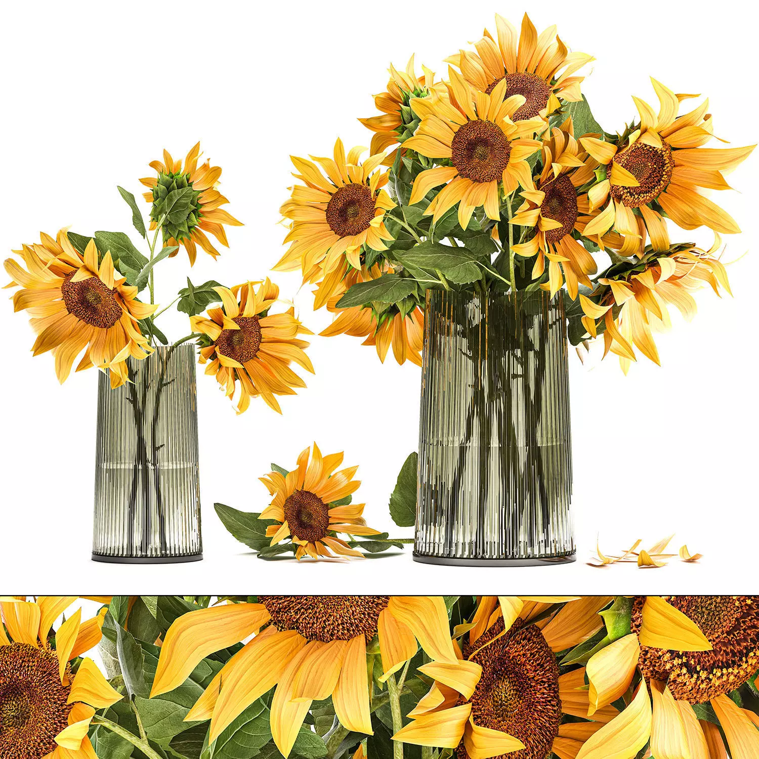 Flower bouquet of sunflowers in a vase 119 3D model