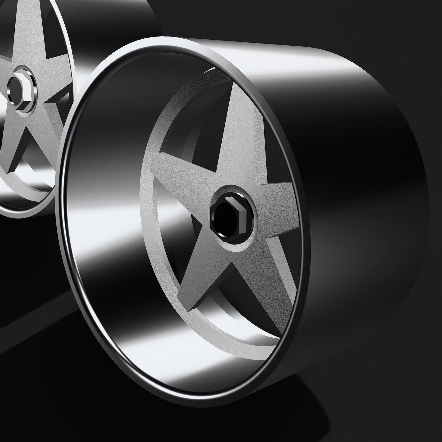 MOMO Star 3 pce Wheels staggered rims deep dish 3D print model_3