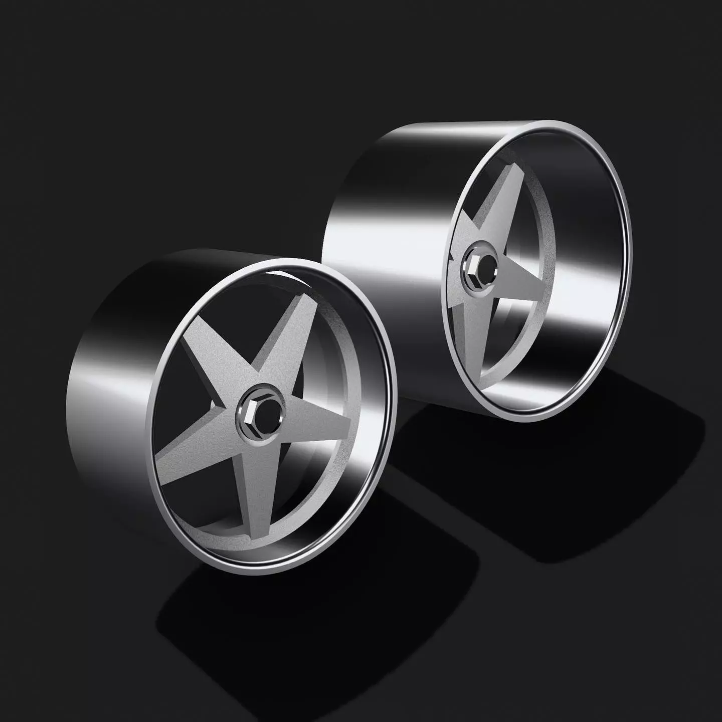 MOMO Star 3 pce Wheels staggered rims deep dish 3D print model_0