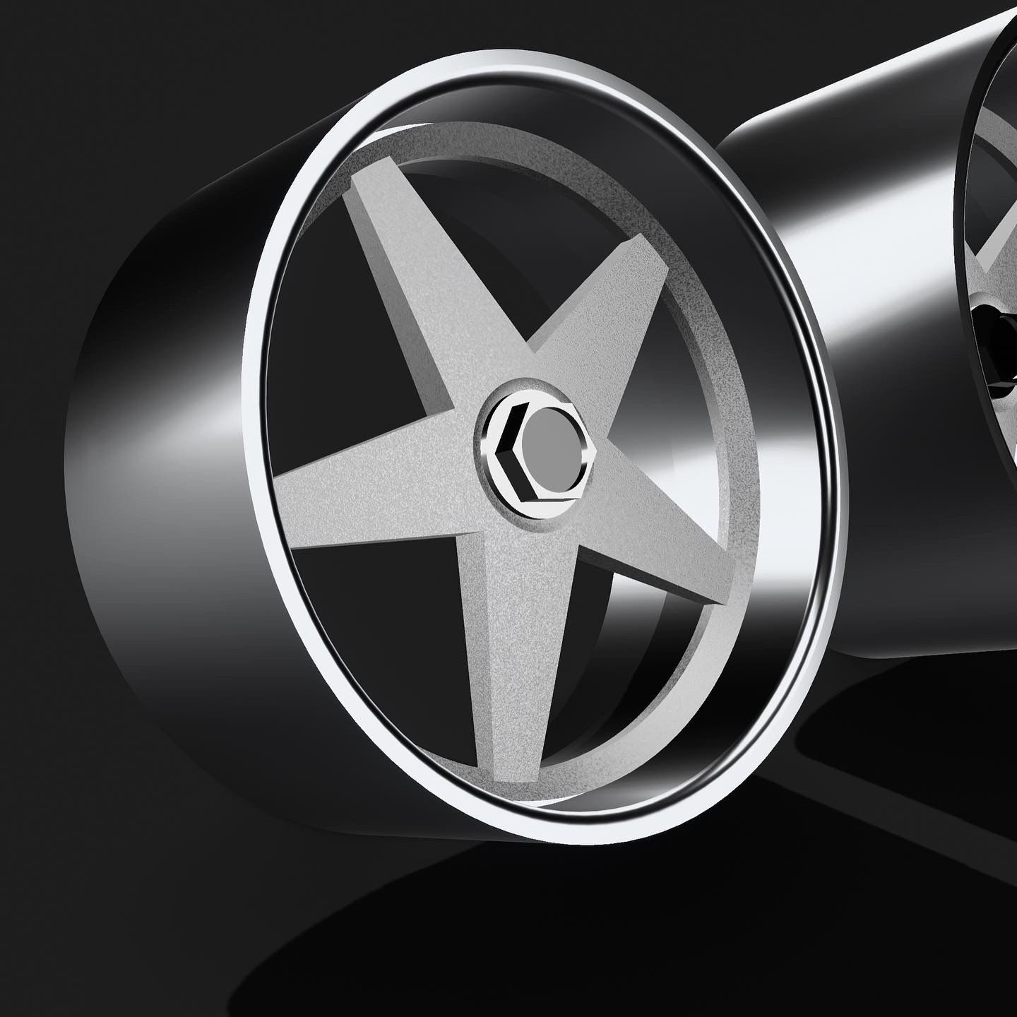 MOMO Star 3 pce Wheels staggered rims deep dish 3D print model_2