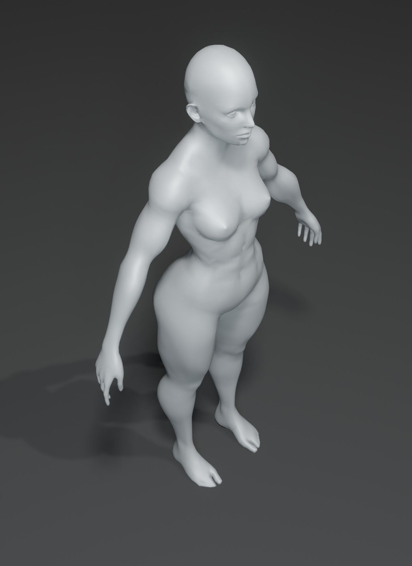 Superhero Muscular Human Male Female Body Base Mesh 10k Polygons 3D Model Collection_34