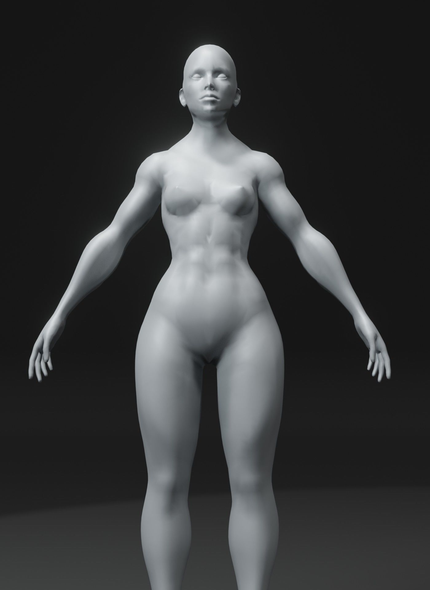 Superhero Muscular Human Male Female Body Base Mesh 10k Polygons 3D Model Collection_35