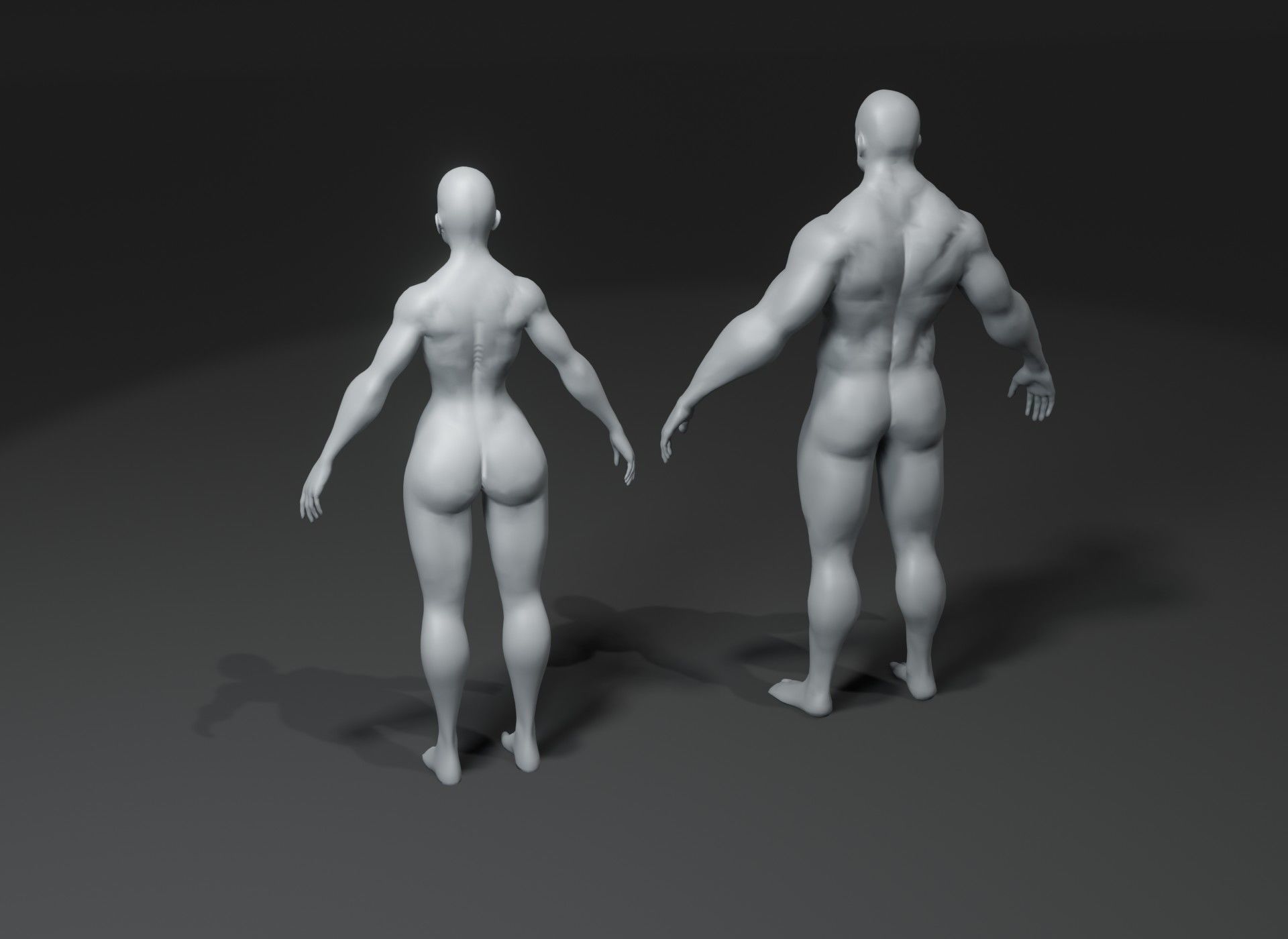 Superhero Muscular Human Male Female Body Base Mesh 10k Polygons 3D Model Collection_3