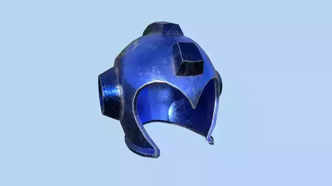 Megaman Helmet 03 Blue Stylized - Character Design Fashion
