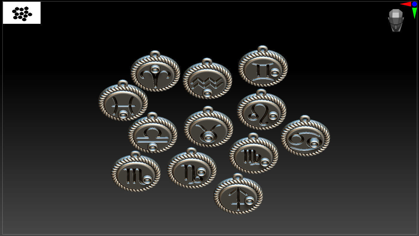 zodiac libra Leo Aries cancer 12 design  3D print model_13
