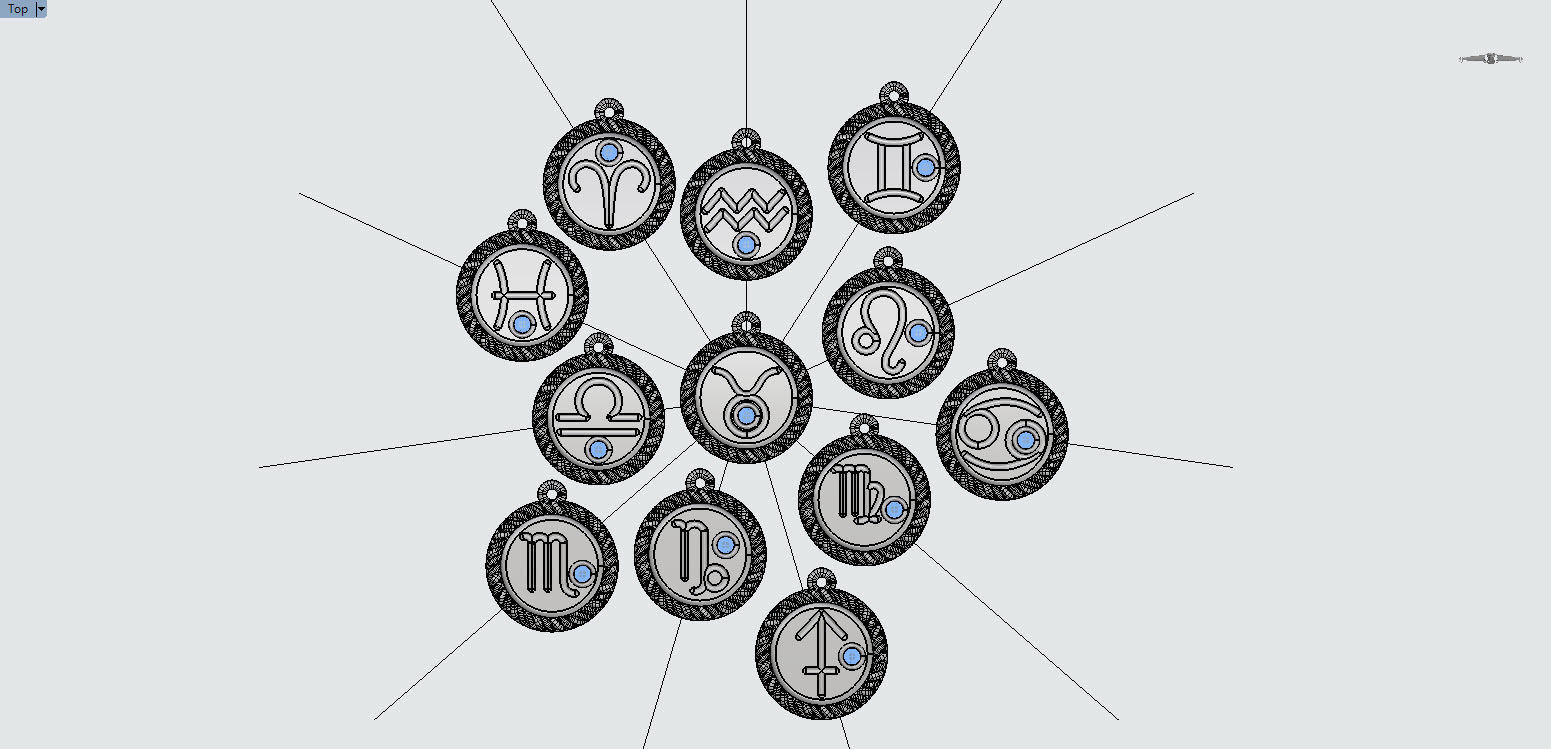 zodiac libra Leo Aries cancer 12 design  3D print model_9