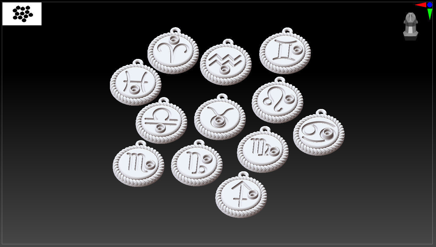 zodiac libra Leo Aries cancer 12 design  3D print model_12