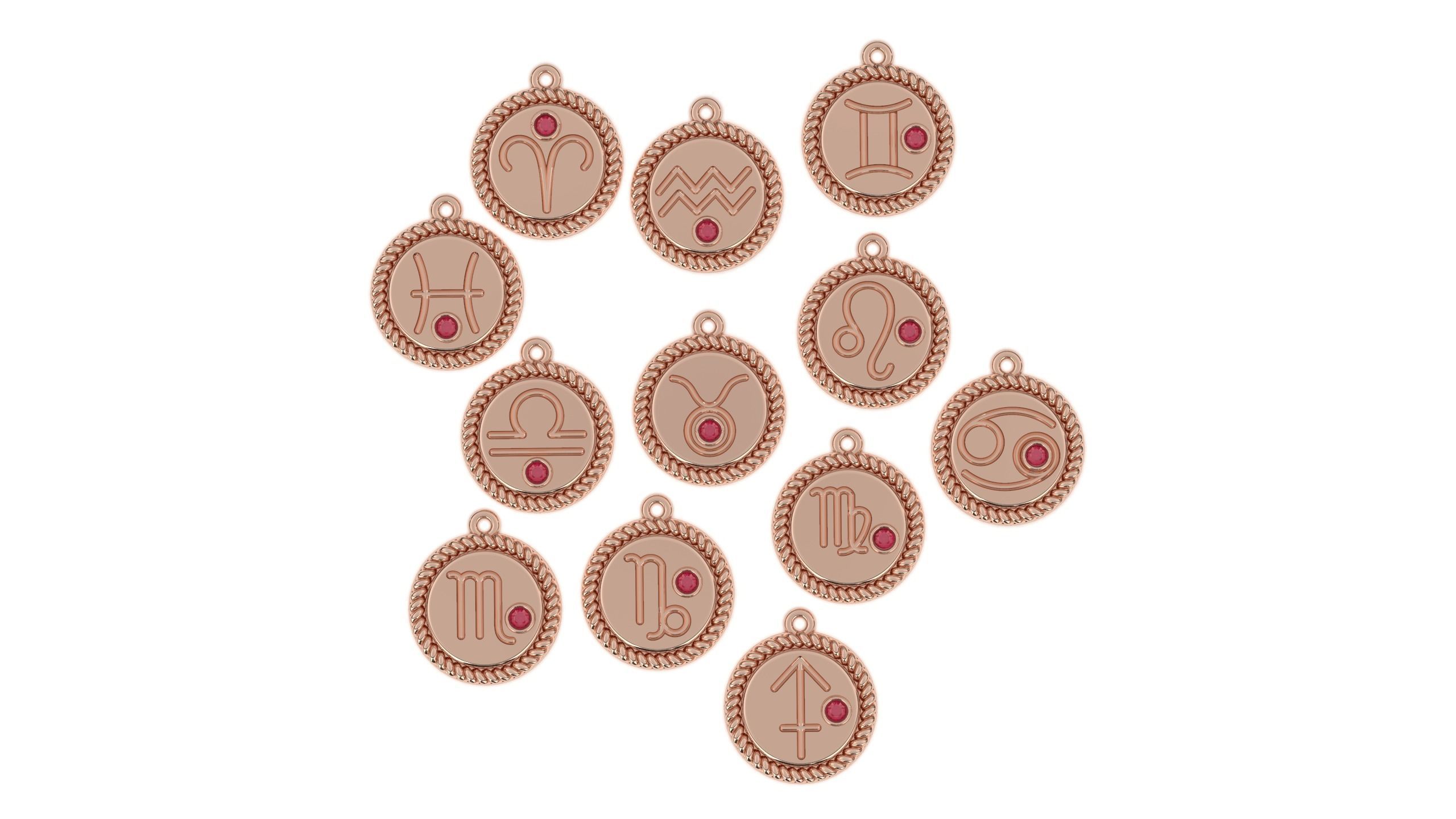 zodiac libra Leo Aries cancer 12 design  3D print model_6