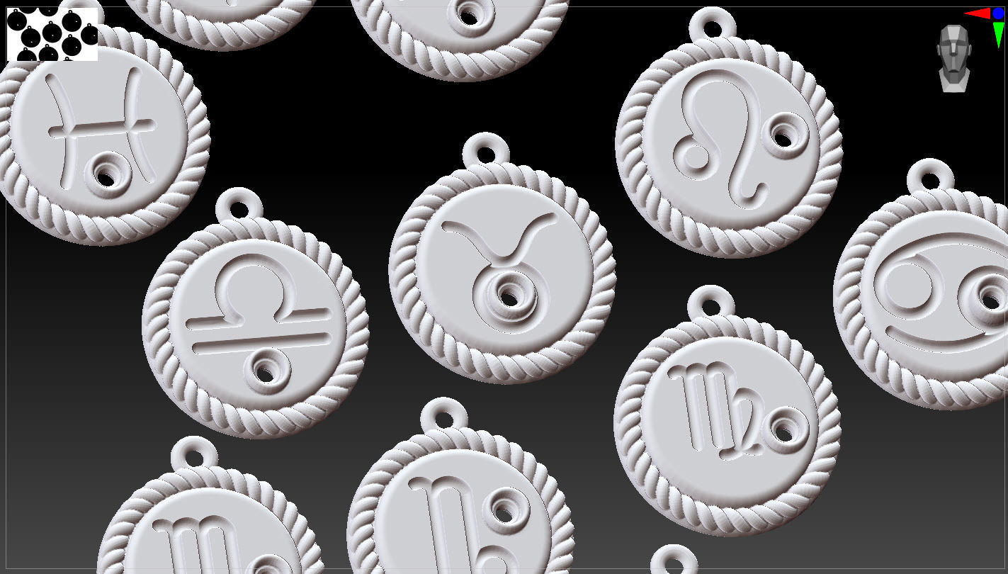 zodiac libra Leo Aries cancer 12 design  3D print model_11