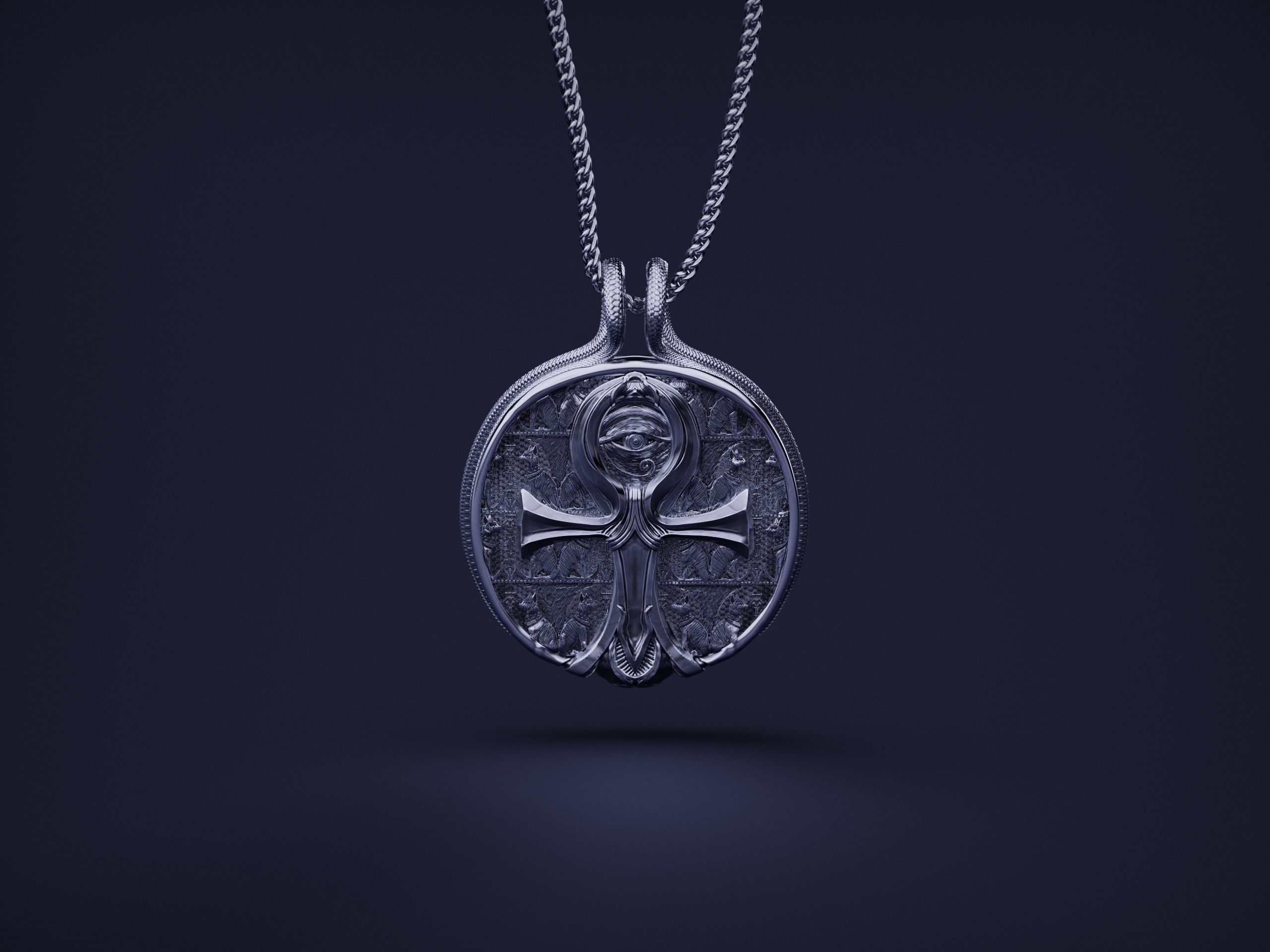 Ankh Coin Pendant with Snakes hook 3D print model_6
