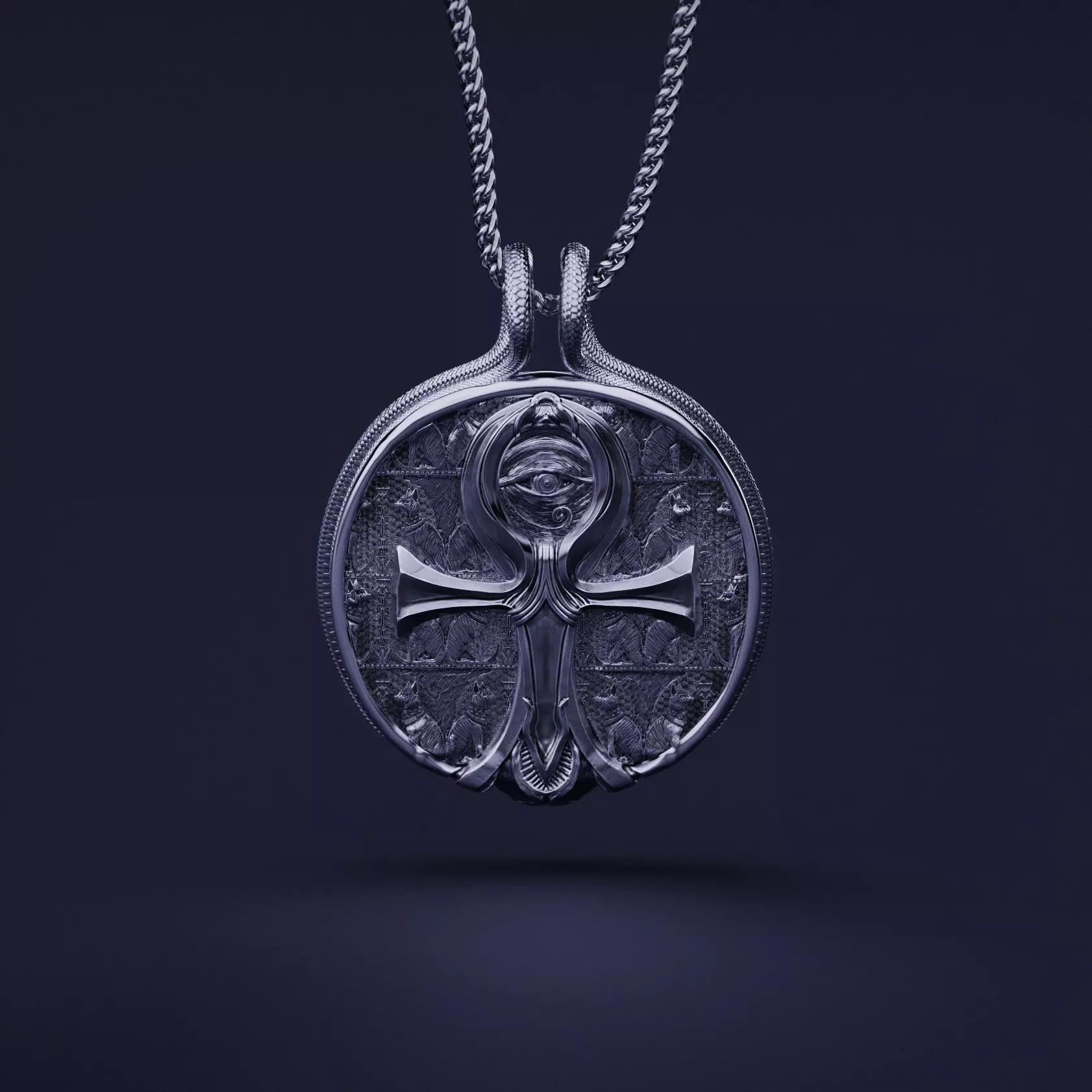 Ankh Coin Pendant with Snakes hook 3D print model_0