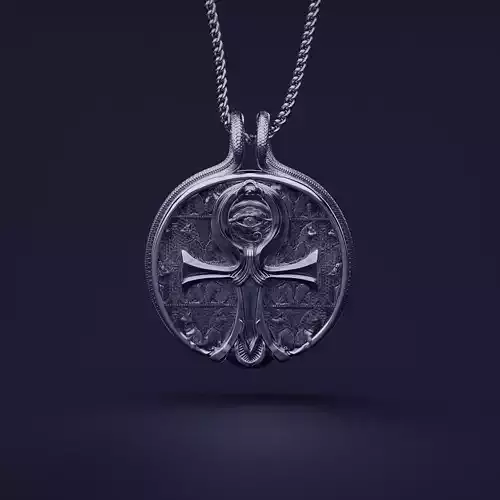 Ankh Coin Pendant with Snakes hook