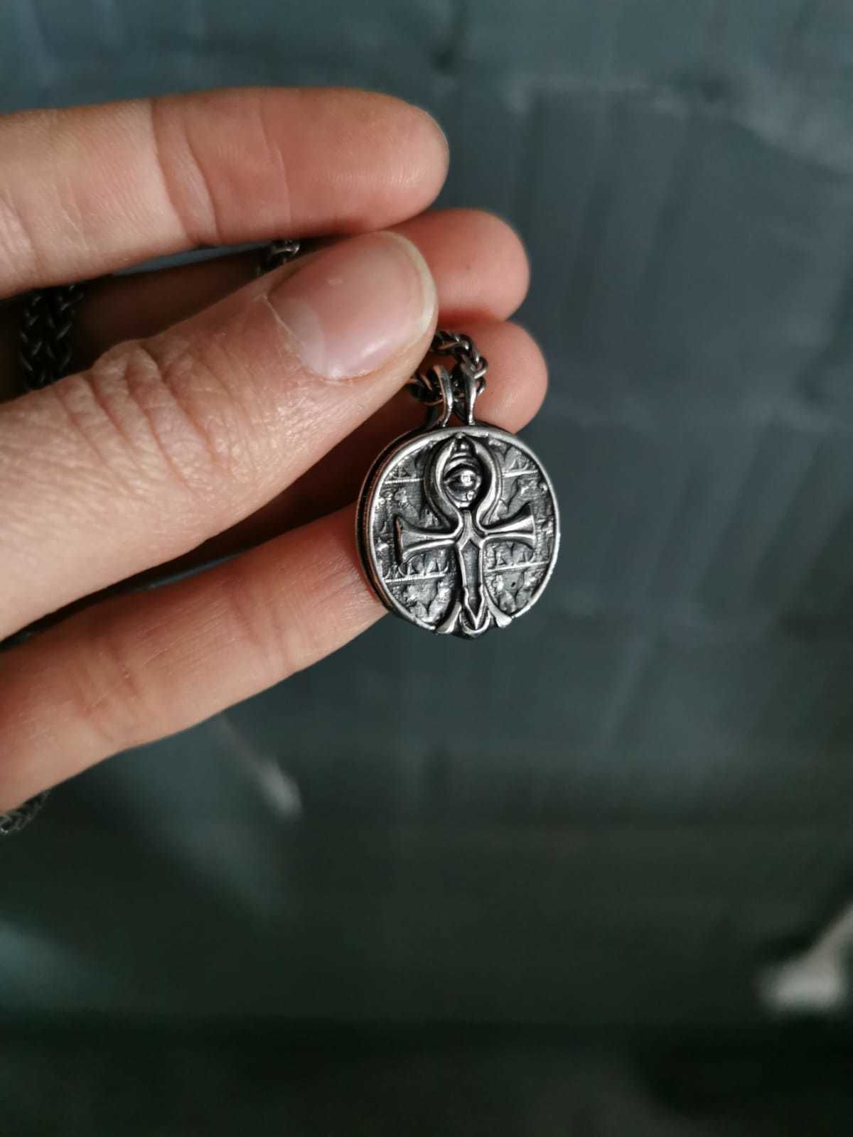 Ankh Coin Pendant with Snakes hook 3D print model_7