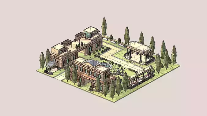 ethnic building  01 Low-poly 3D model