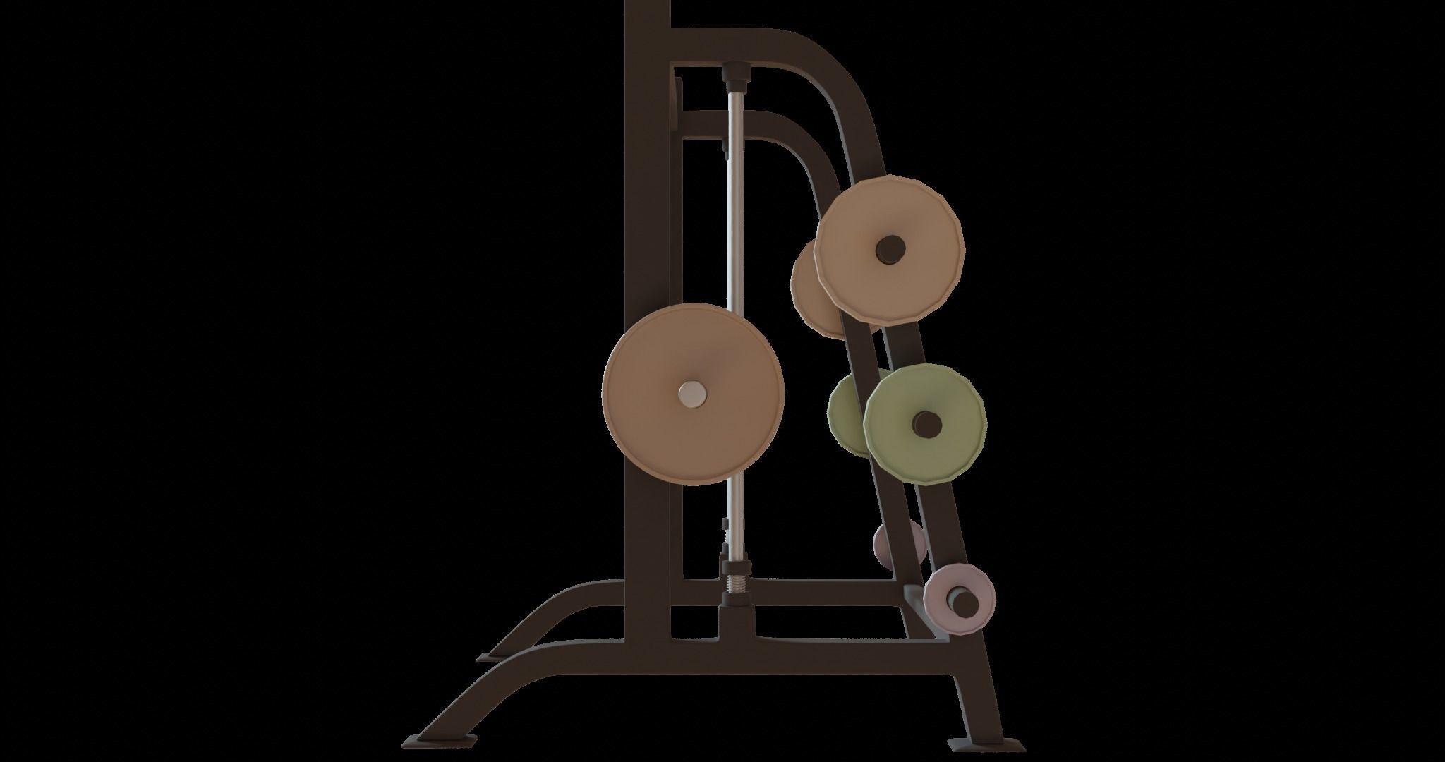 Gym machine equipment Smith machine and Incline bench 3D model_3