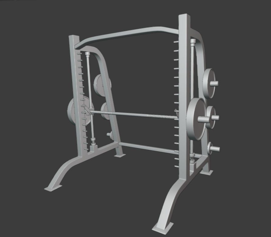 Gym machine equipment Smith machine and Incline bench 3D model_1
