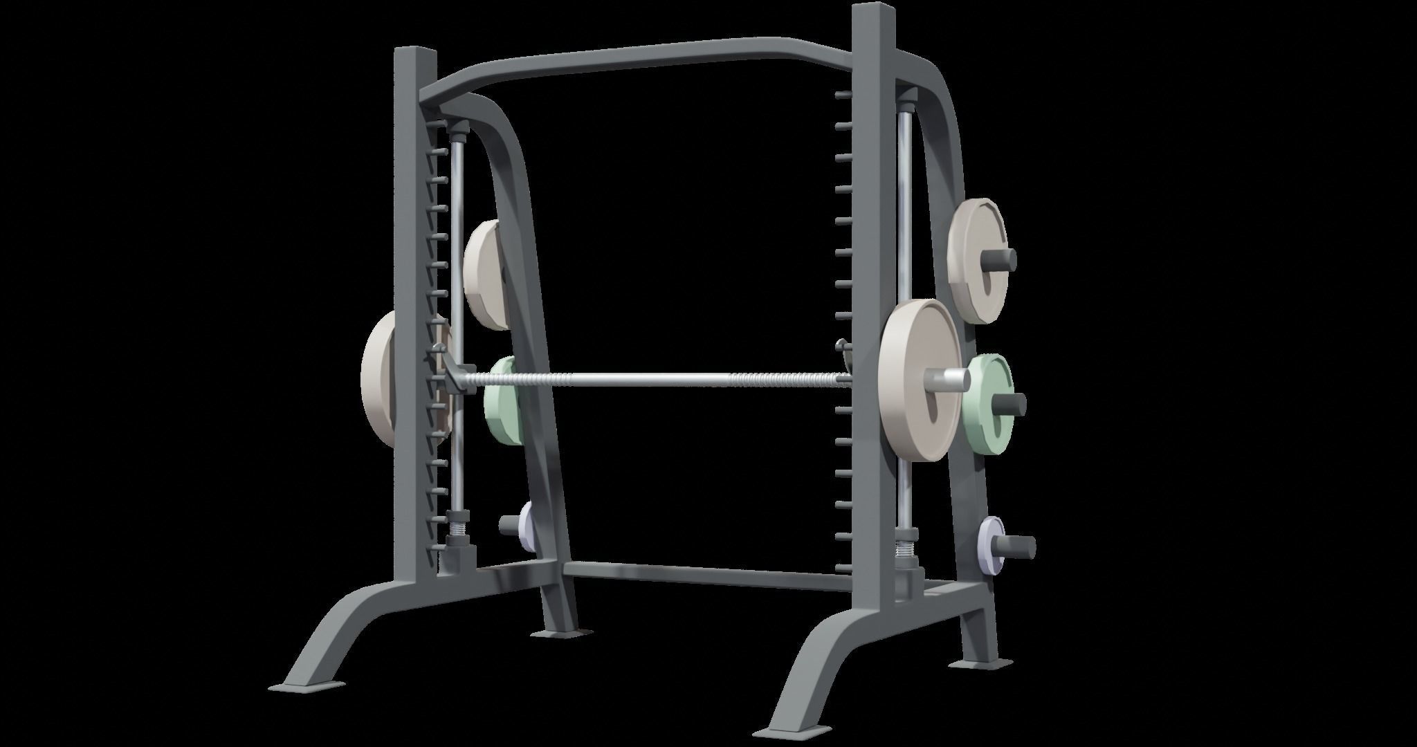 Gym machine equipment Smith machine and Incline bench 3D model_10