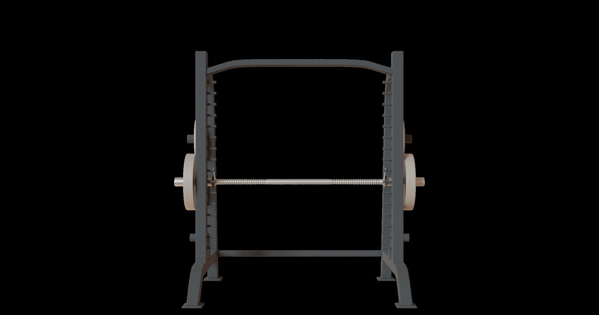 Gym machine equipment Smith machine and Incline bench 3D model_5