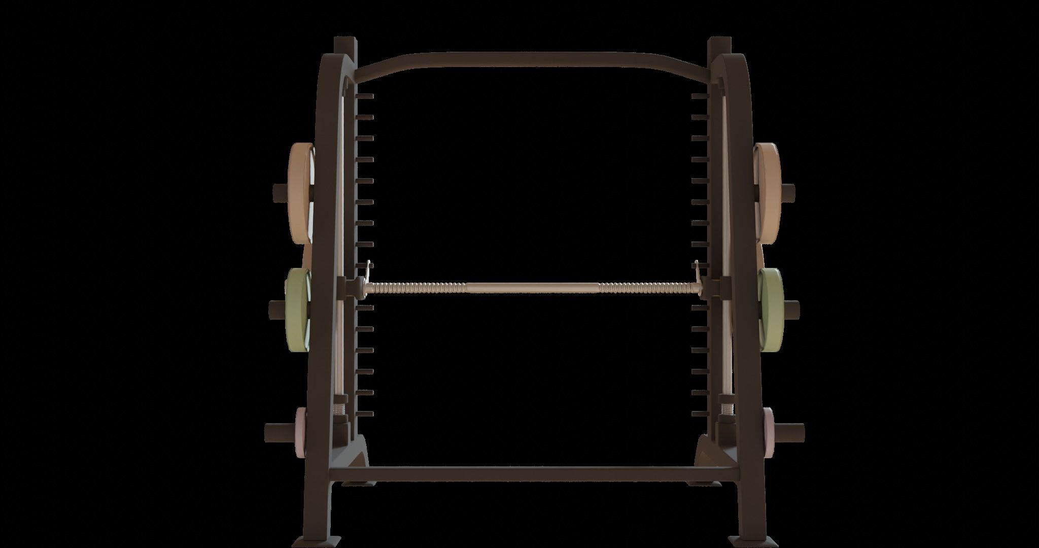 Gym machine equipment Smith machine and Incline bench 3D model_11